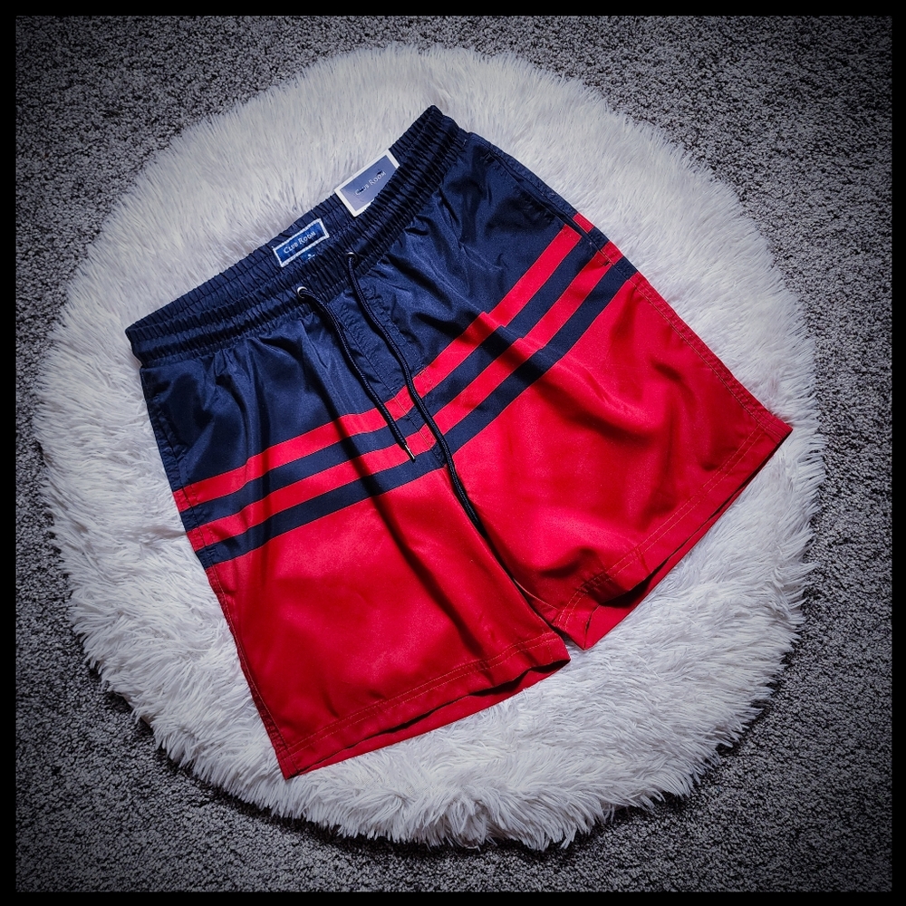 NWT Men's Club Room Navy/Red Swim Trunks